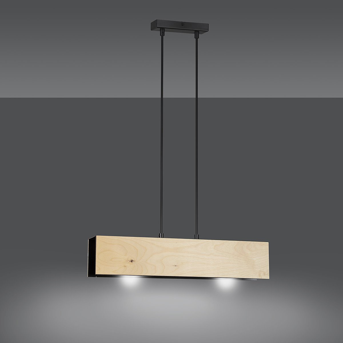 Suspension Carlo avec base en métal et abat-jour rectangulaire en bois au design contemporain par Emibig