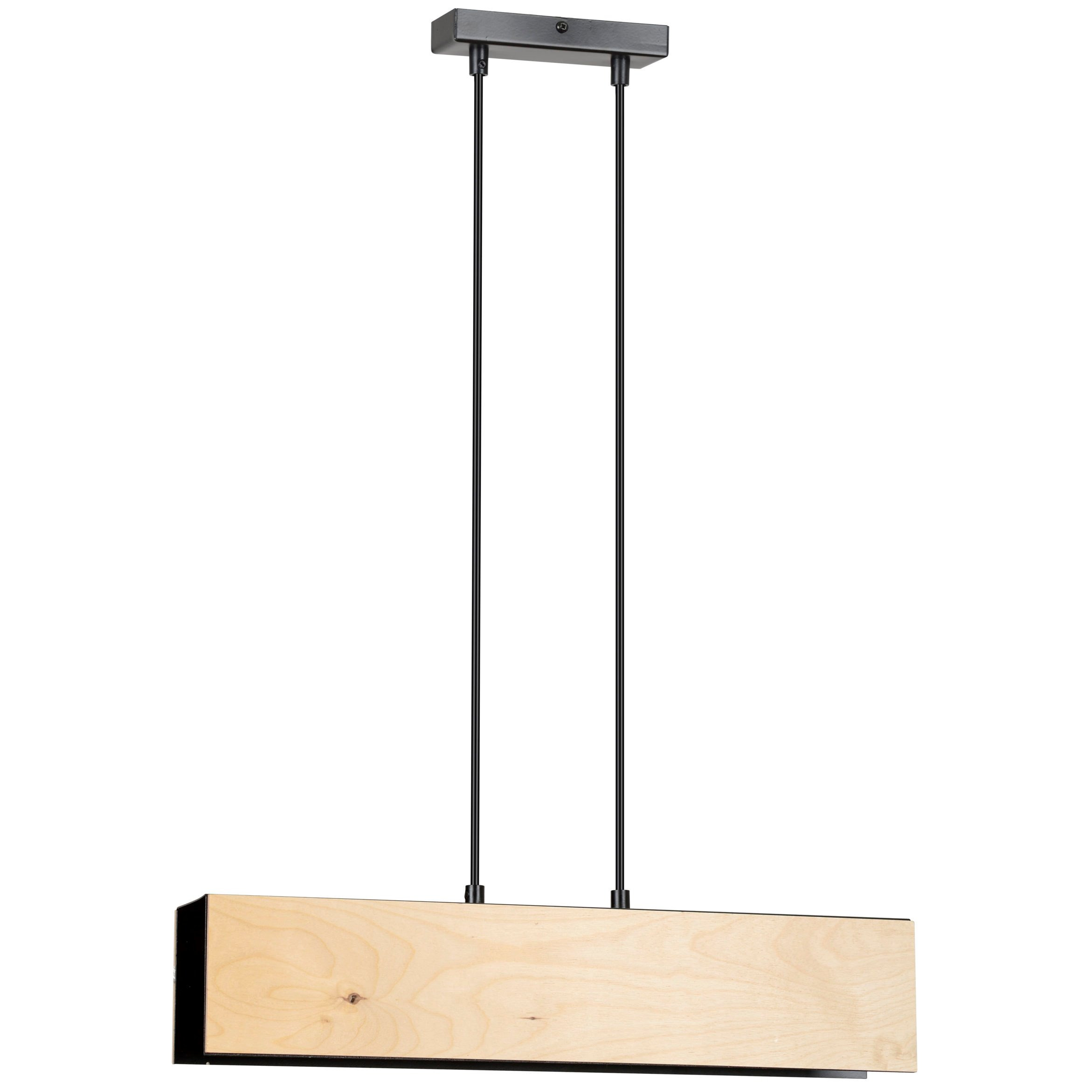 Suspension Carlo avec base en métal et abat-jour rectangulaire en bois au design contemporain par Emibig
