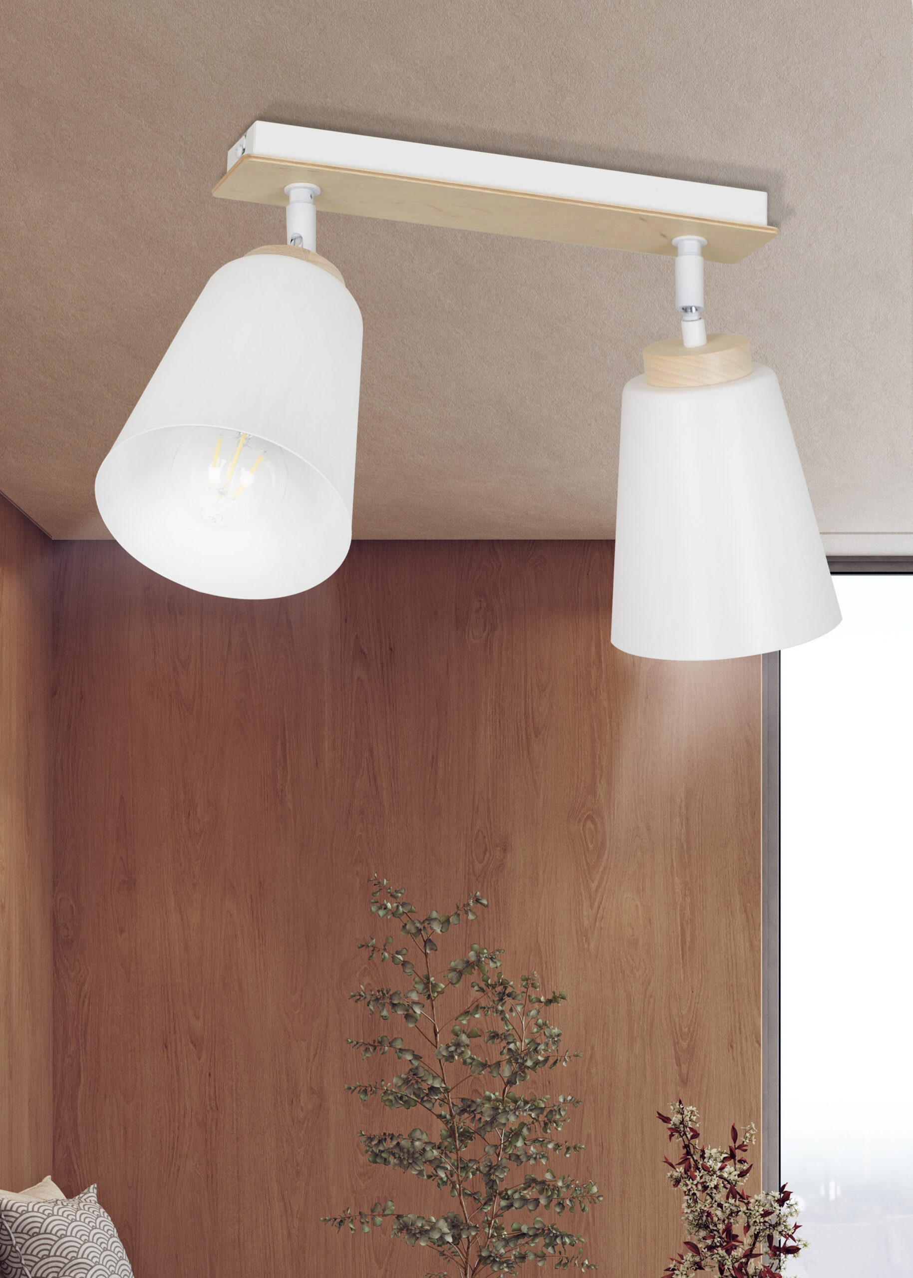 Plafonnier Spot Atlas base en métal et bois au design contemporain par Emibig Plafonnier Spot Atlas base en métal et bois au design contemporain par Emibig