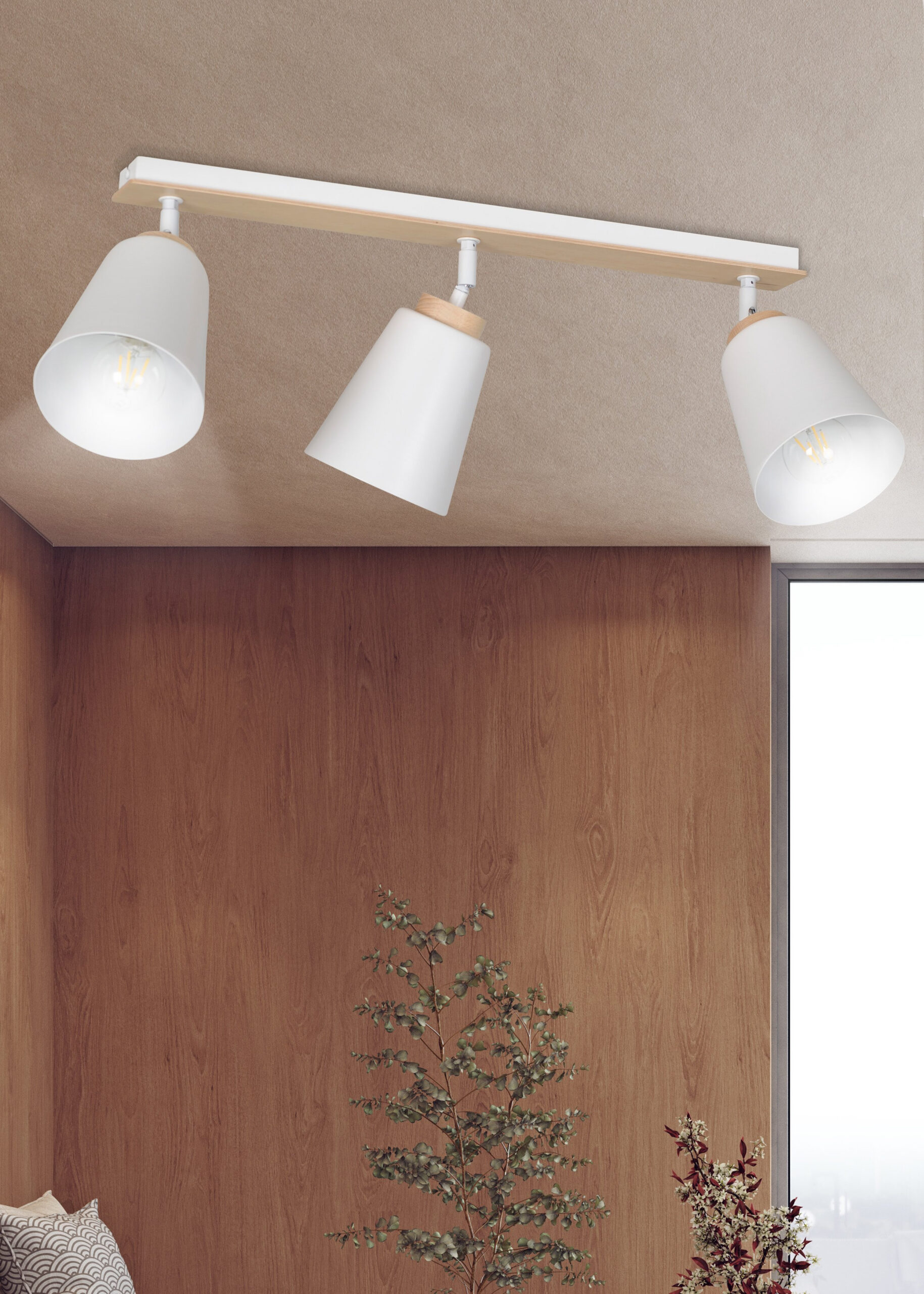 Plafonnier Spot Atlas base en métal et bois au design contemporain par Emibig Plafonnier Spot Atlas base en métal et bois au design contemporain par Emibig