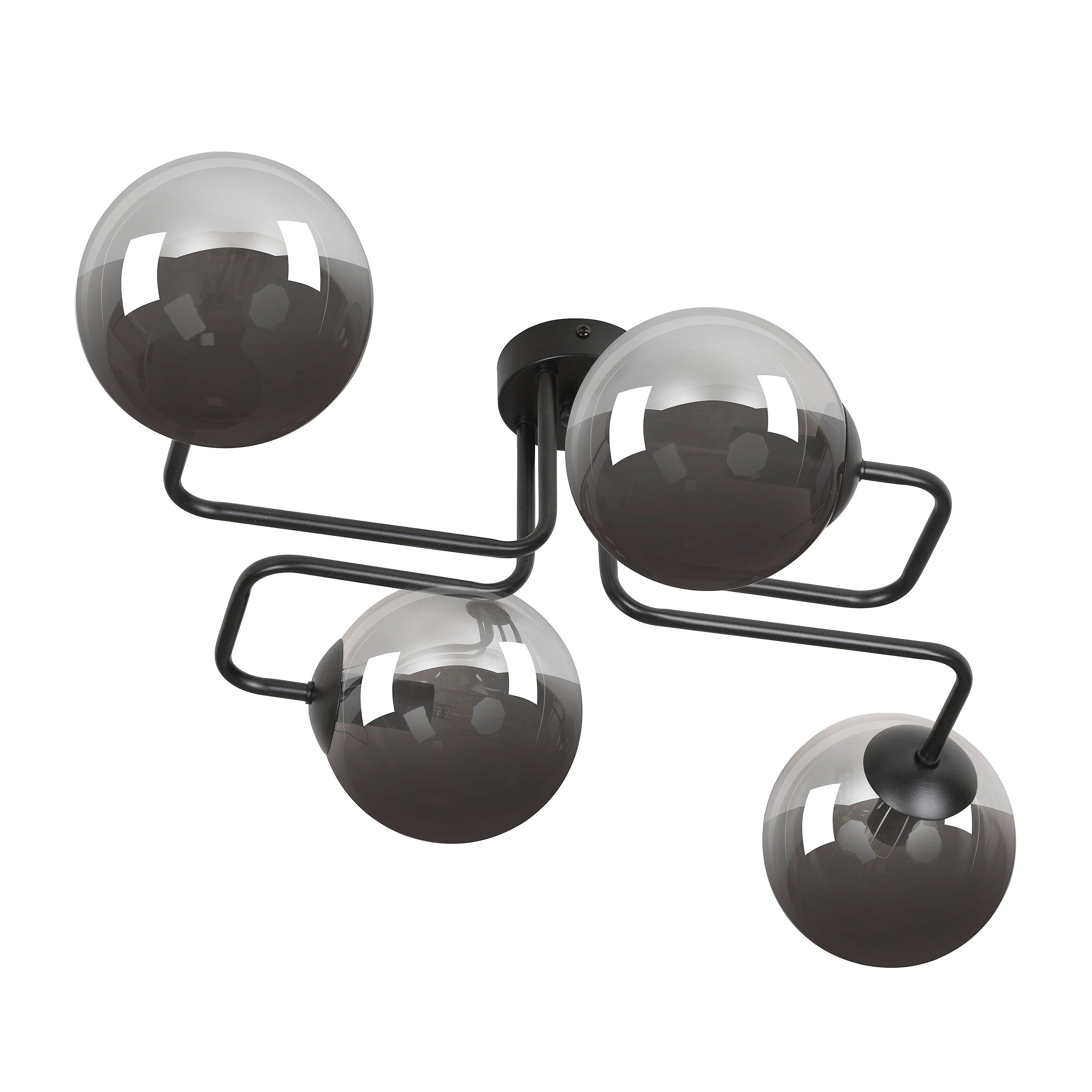 Plafonnier Brendi base en métal à bras multiple avec abat-jour en boule de verre au design contemporain par Emibig