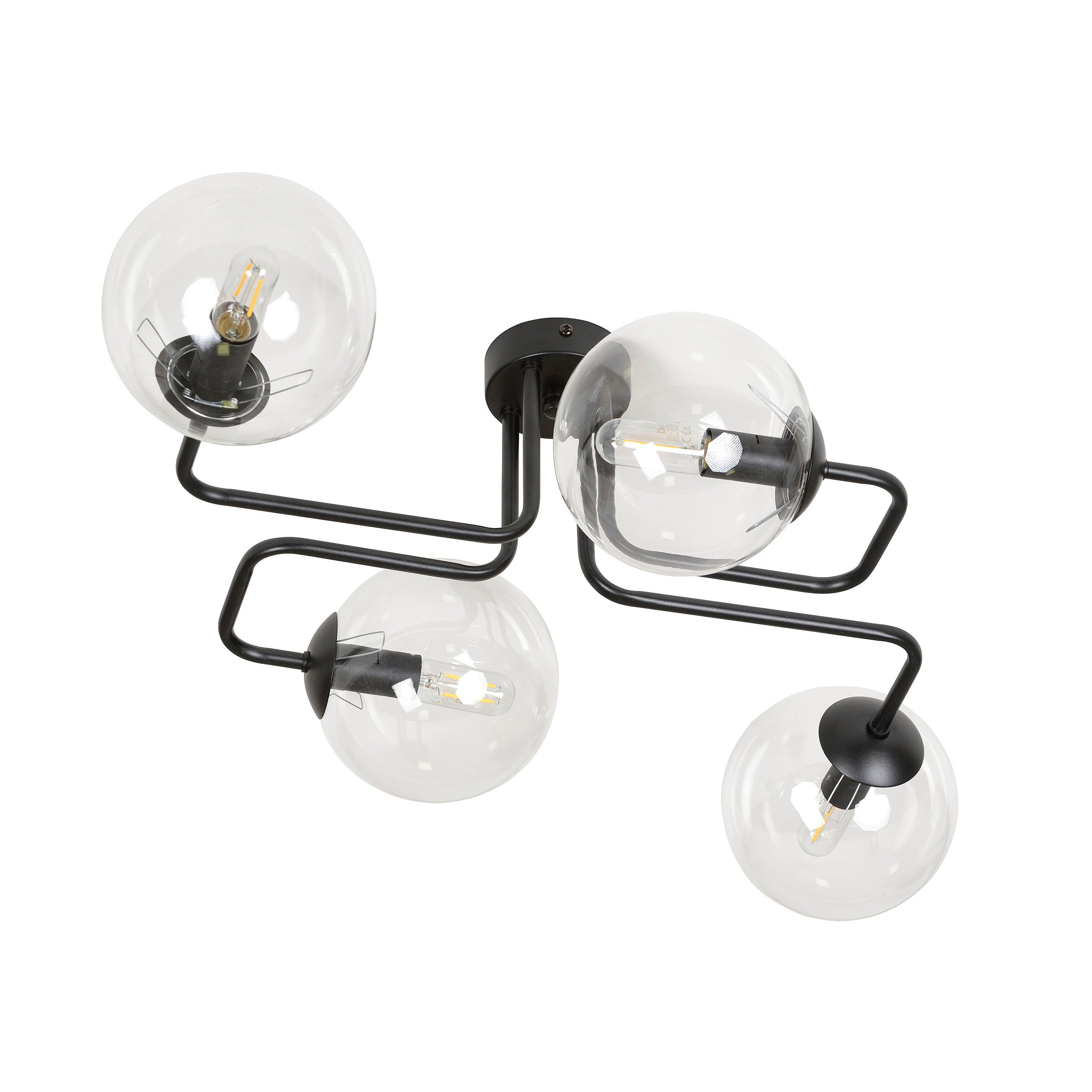 Plafonnier Brendi base en métal à bras multiple avec abat-jour en boule de verre au design contemporain par Emibig Plafonnier Brendi base en métal à bras multiple avec abat-jour en boule de verre au design contemporain par Emibig