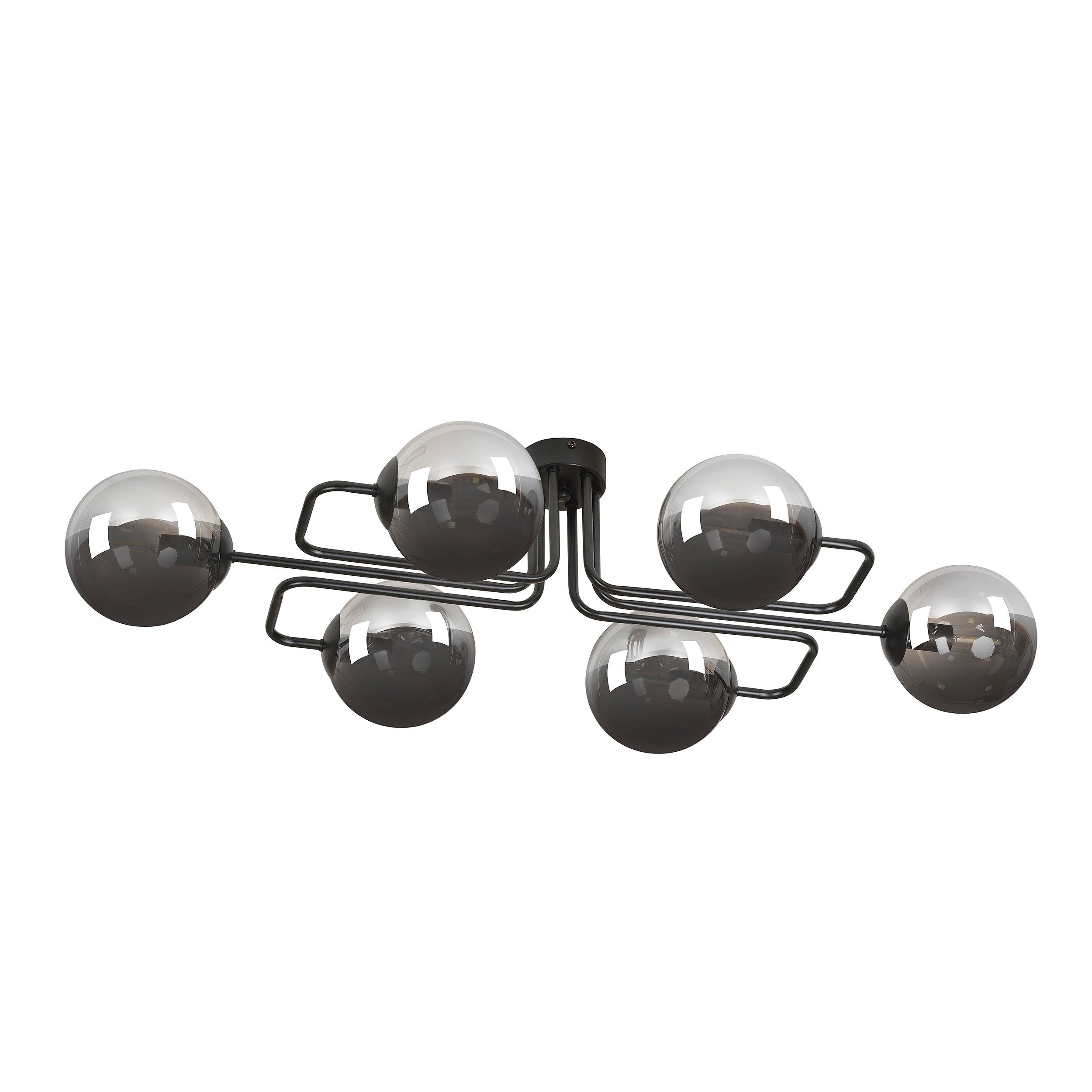 Plafonnier Brendi base en métal à bras multiple avec abat-jour en boule de verre au design contemporain par Emibig Plafonnier Brendi base en métal à bras multiple avec abat-jour en boule de verre au design contemporain par Emibig