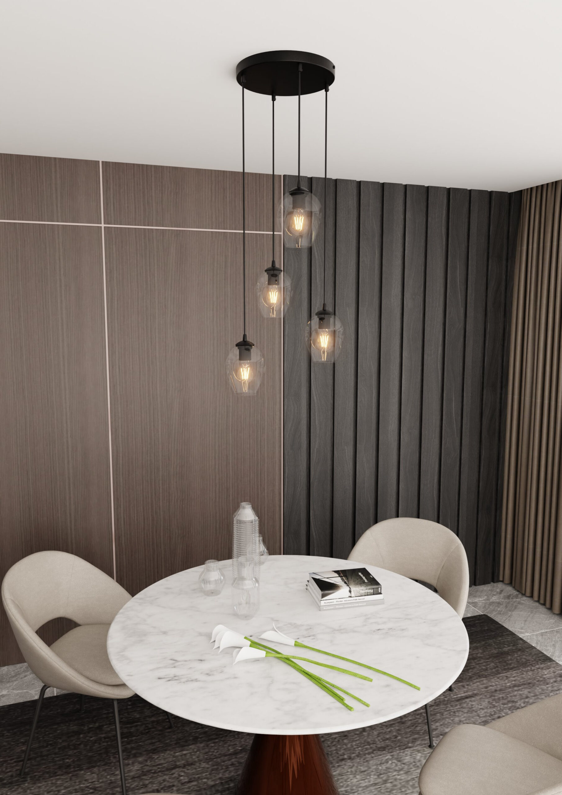 Suspension Istar base en métal circulaire et abat-jour en verre au design contemporain par Emibig Suspension Istar base en métal circulaire et abat-jour en verre au design contemporain par Emibig
