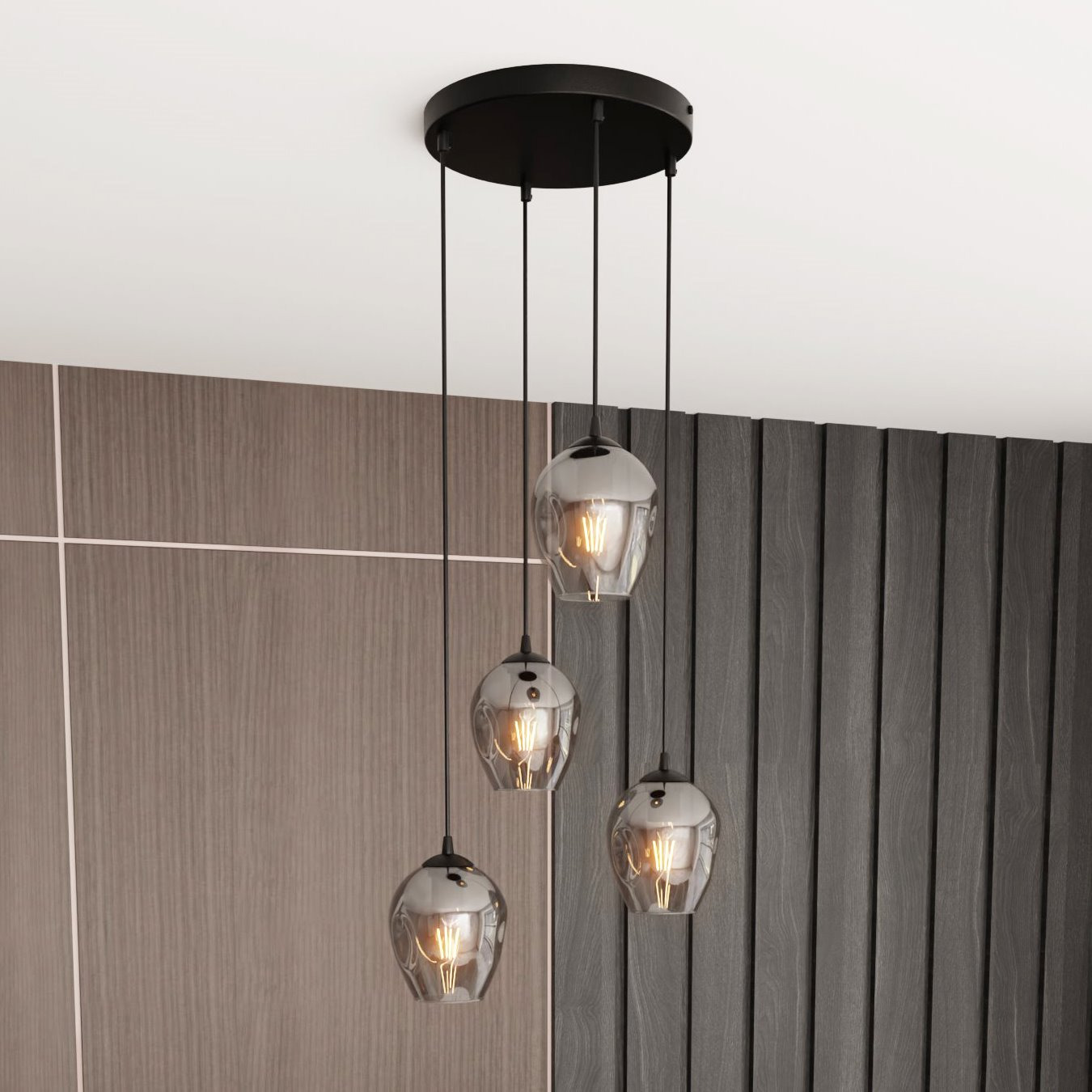 Suspension Istar base en métal circulaire et abat-jour en verre au design contemporain par Emibig Suspension Istar base en métal circulaire et abat-jour en verre au design contemporain par Emibig