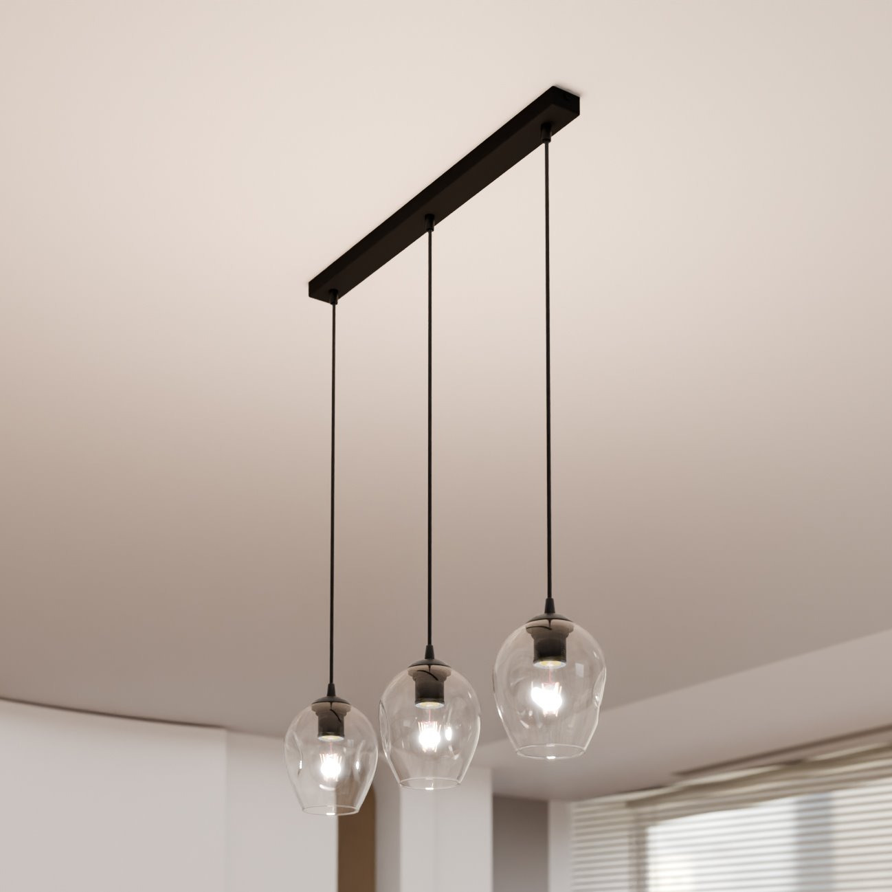 Suspension Istar base en métal linéaire et abat-jour en verre au design contemporain par Emibig Suspension Istar base en métal linéaire et abat-jour en verre au design contemporain par Emibig