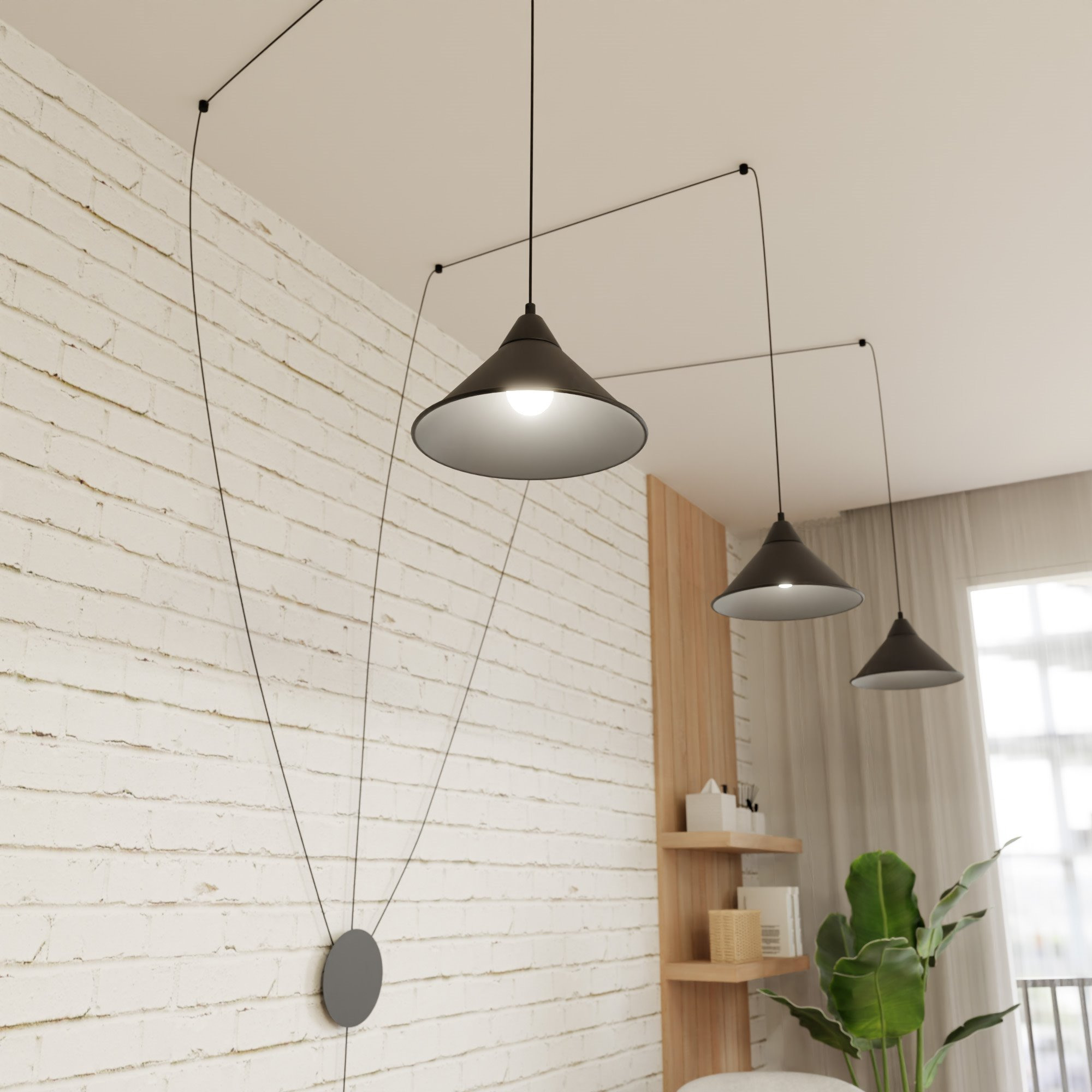 Suspension Abramo avec base et cache-ampoule en métal au design contemporain par Emibig Suspension Abramo avec base et cache-ampoule en métal au design contemporain par Emibig
