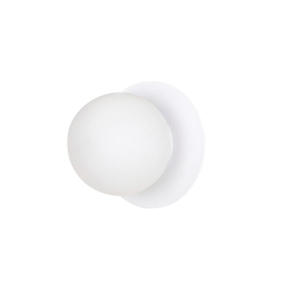 Applique murale Minerva base en métal et abat-jour en boule opale au design contemporain par Emibig