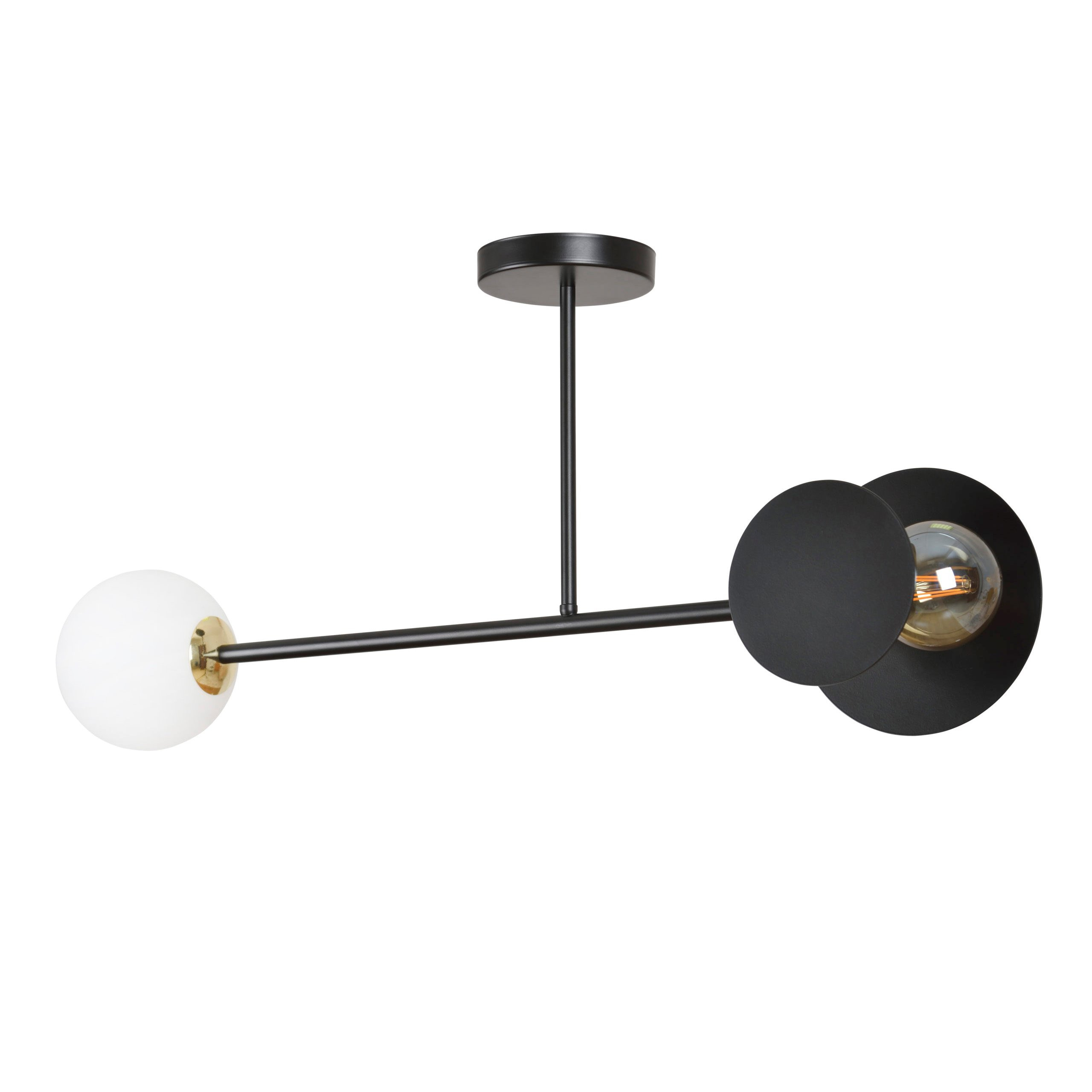 Plafonnier Minerva base en métal et abat-jour asymétrique au design contemporain par Emibig