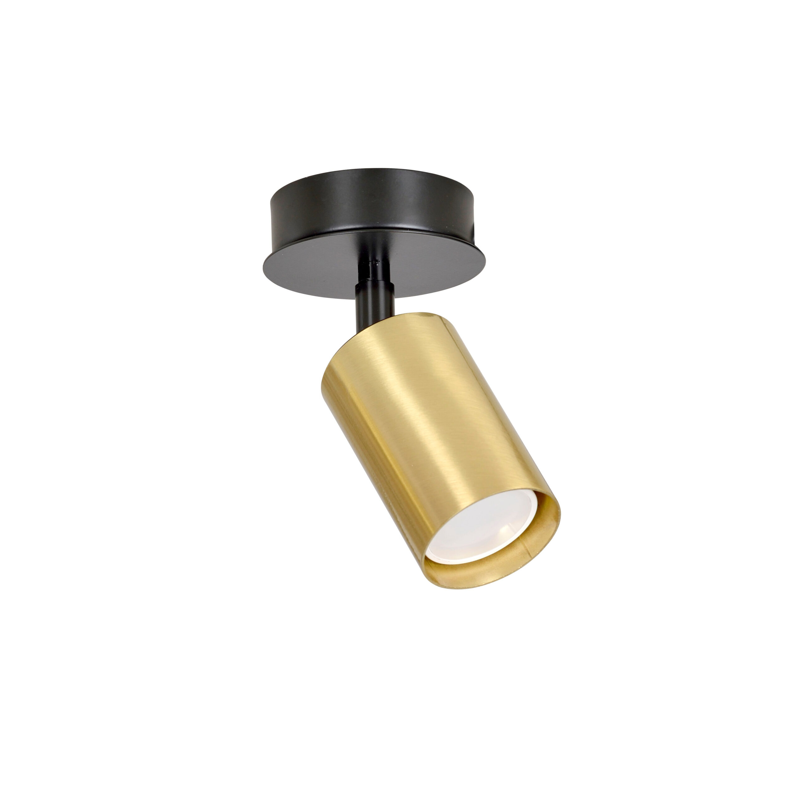 Plafonnier Spot Zen base en métal avec abat-jour tube doré au design contemporain par Emibig