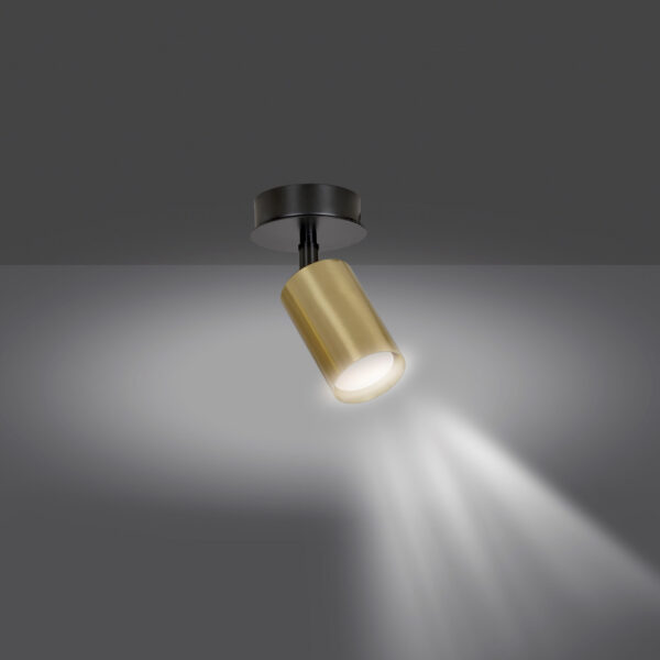 Plafonnier Spot Zen base en métal avec abat-jour tube doré au design contemporain par Emibig
