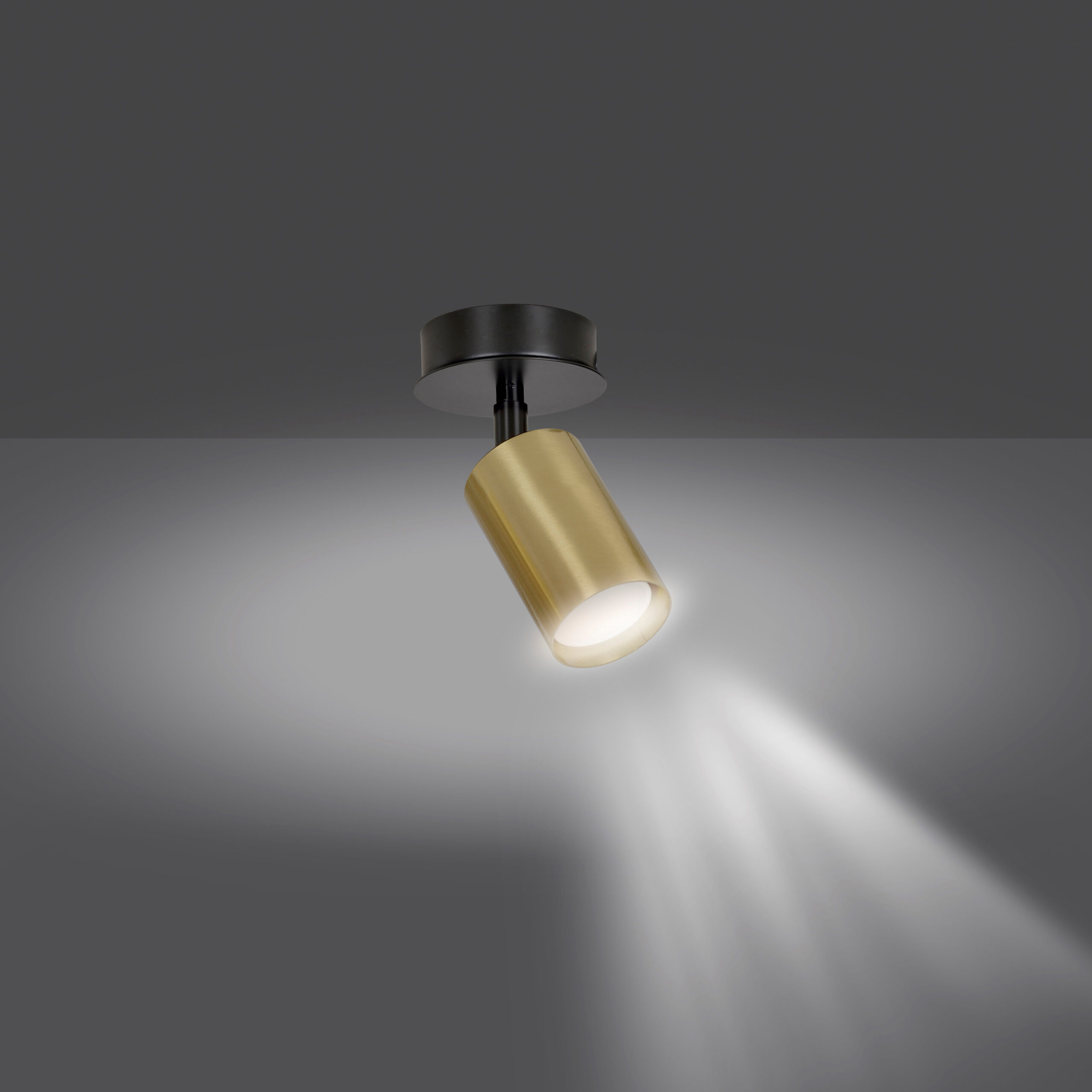 Plafonnier Spot Zen base en métal avec abat-jour tube doré au design contemporain par Emibig