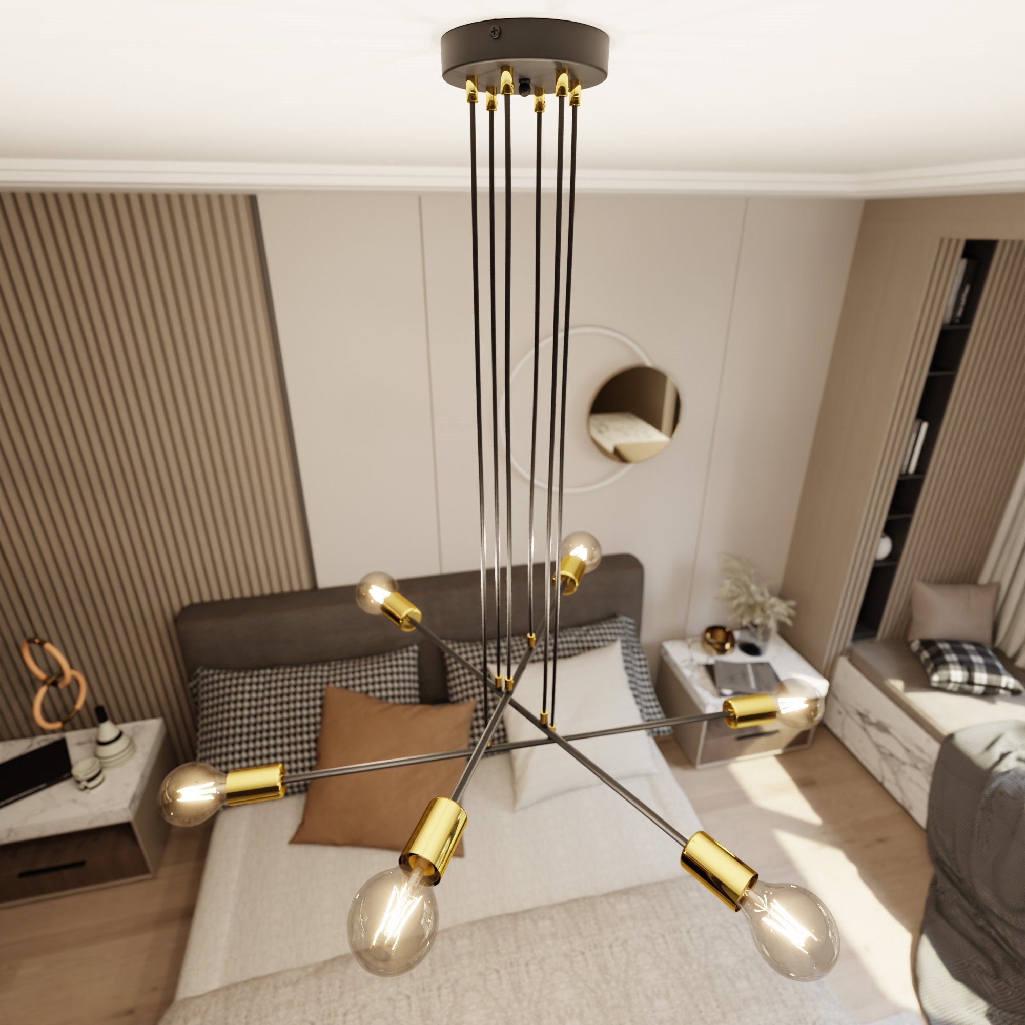 Suspension Vesio base en métal et détail doré au design contemporain par Emibig Suspension Vesio base en métal et détail doré au design contemporain par Emibig