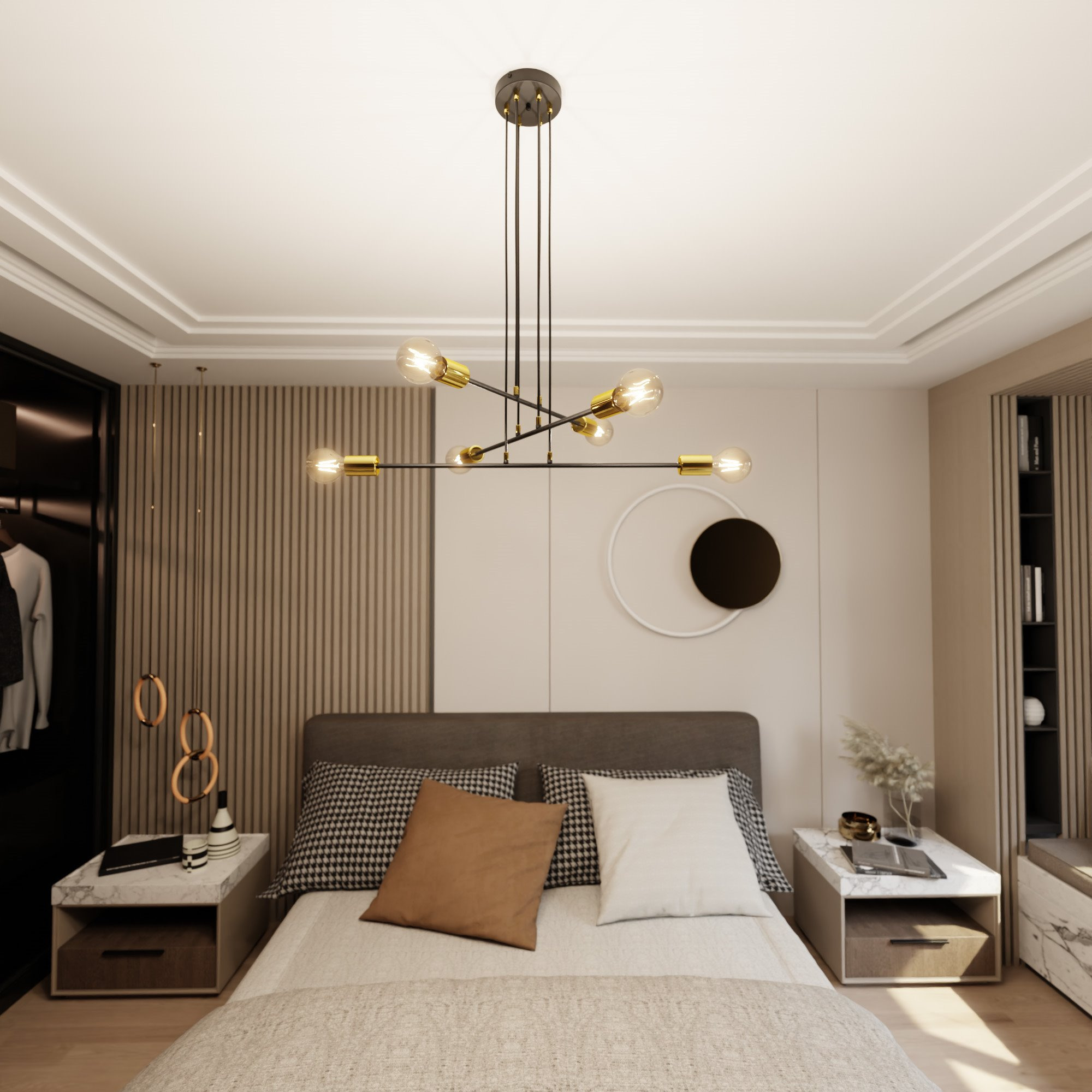 Suspension Vesio base en métal et détail doré au design contemporain par Emibig Suspension Vesio base en métal et détail doré au design contemporain par Emibig