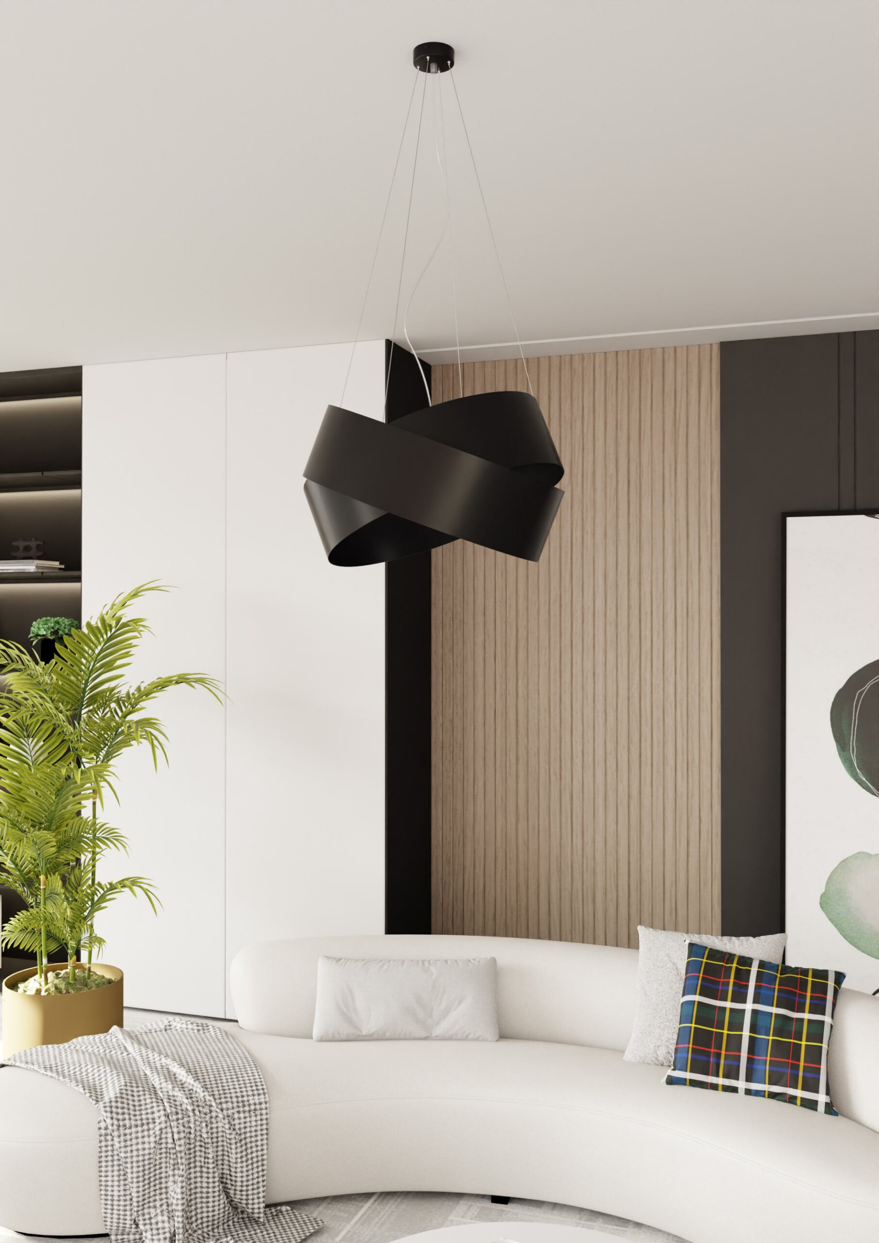 Suspension Vieno base en métal avec abat-jour à anneaux entrelacés au design contemporain par Emibig