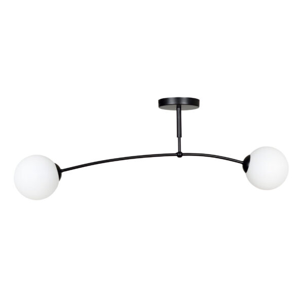 Plafonnier Pregos avec base en métal et abat-jour en boule de verre opale au design contemporain par Emibig