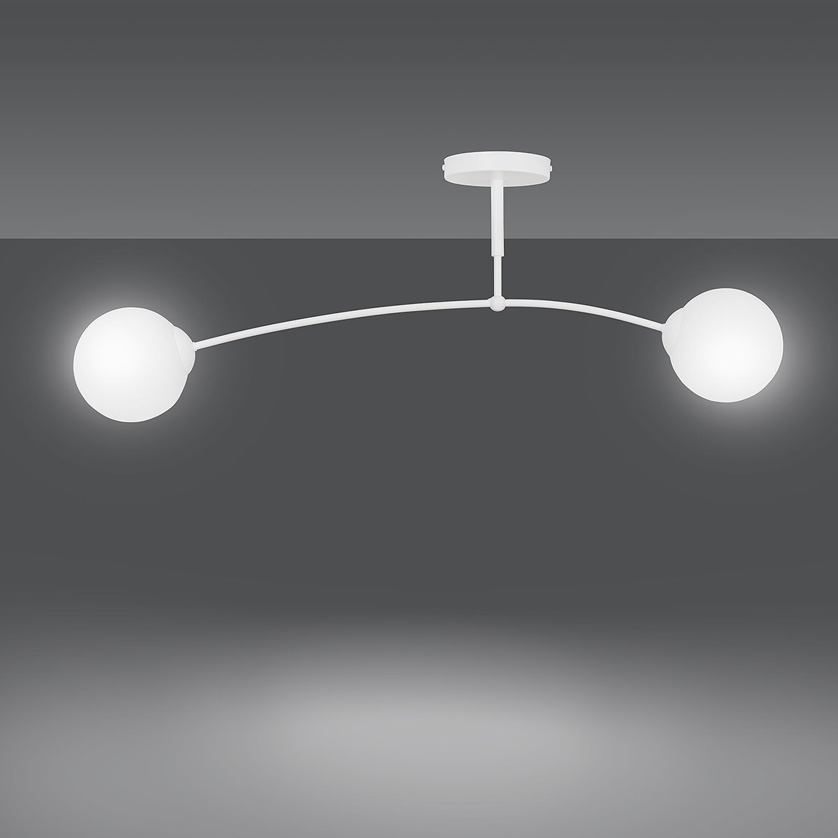 Plafonnier Pregos avec base en métal et abat-jour en boule de verre opale au design contemporain par Emibig Plafonnier Pregos avec base en métal et abat-jour en boule de verre opale au design contemporain par Emibig