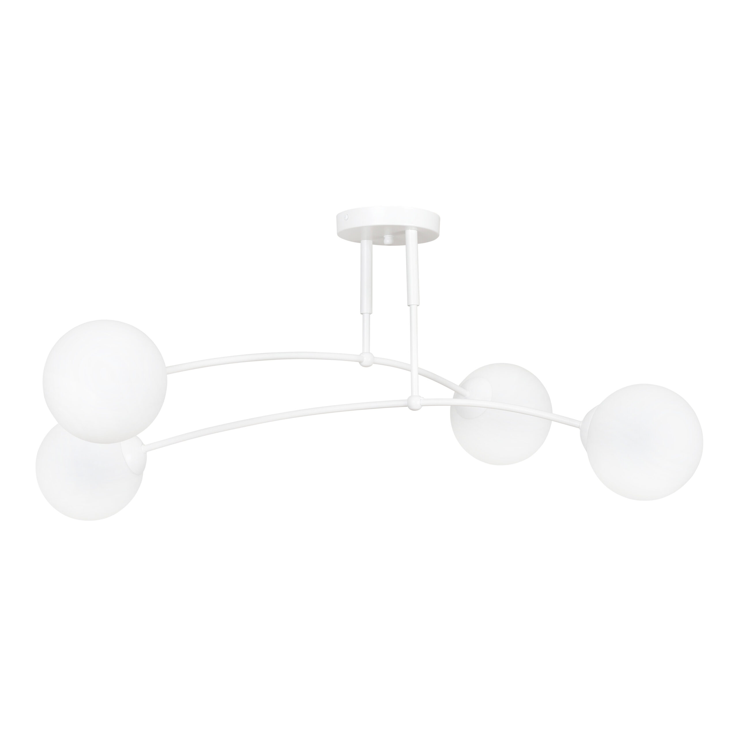 Plafonnier Pregos avec base en métal et abat-jour en boule de verre opale au design contemporain par Emibig Plafonnier Pregos avec base en métal et abat-jour en boule de verre opale au design contemporain par Emibig
