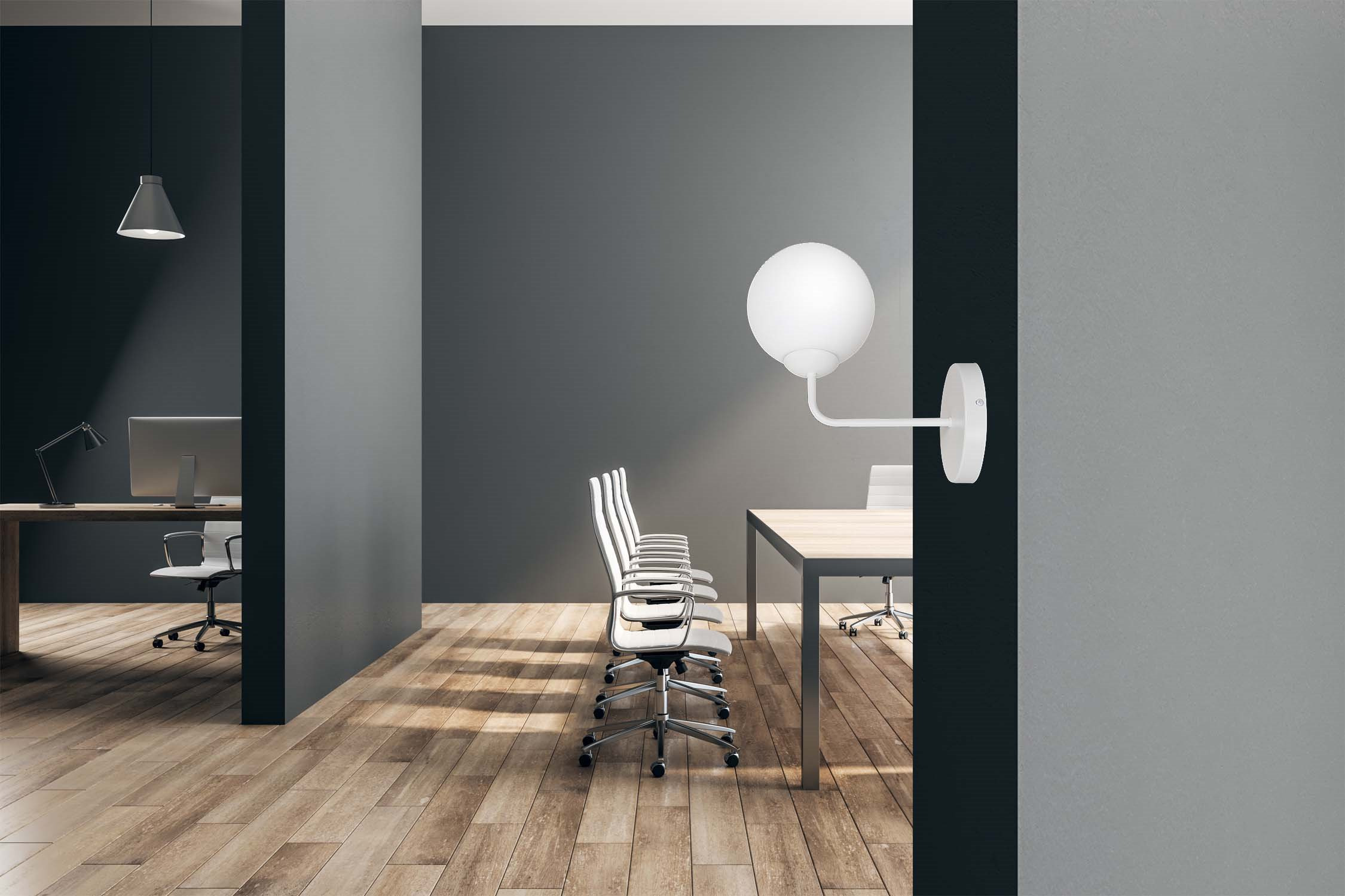 Applique murale Pregos base en métal et abat-jour en verre opale au design contemporain par Emibig