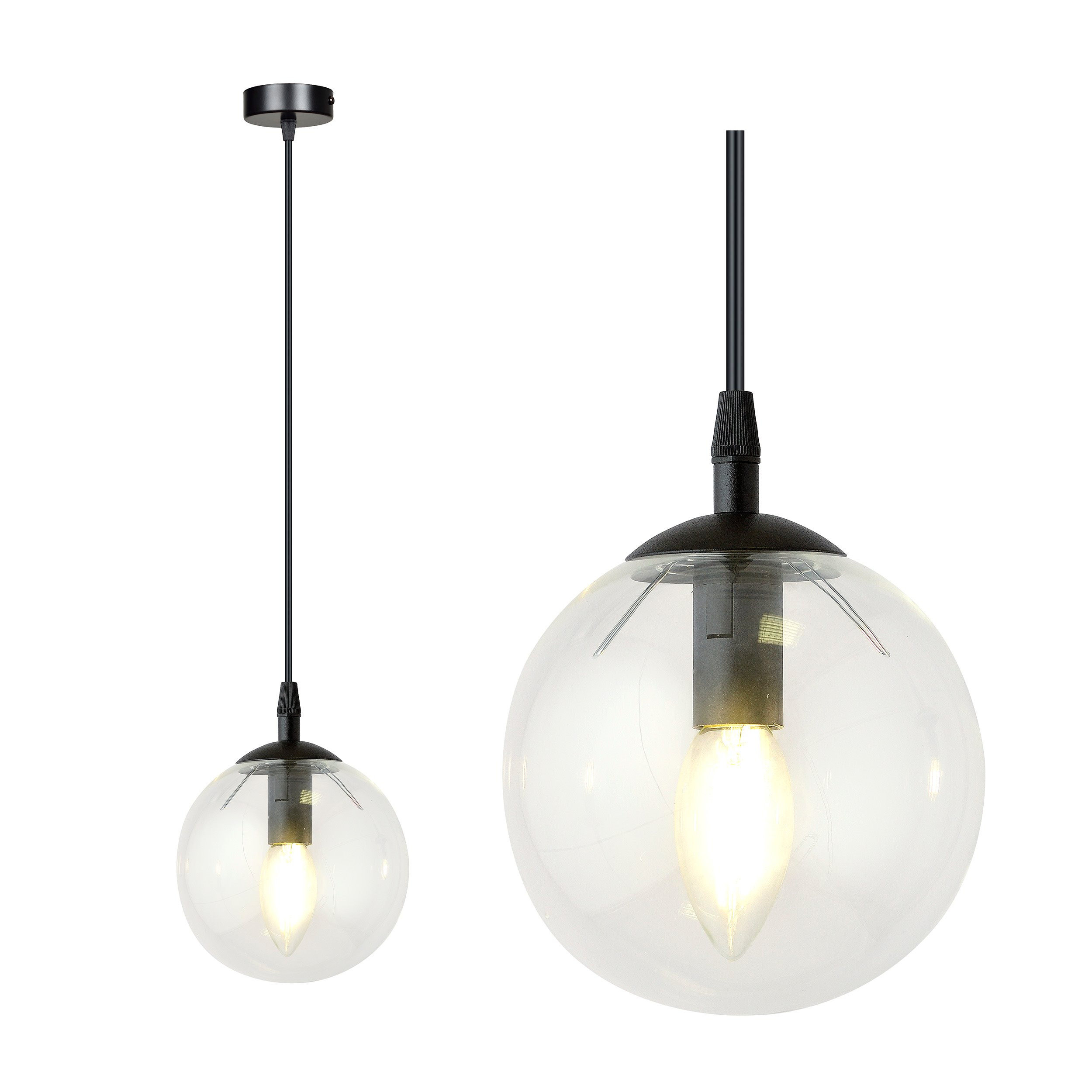 Suspension Cosmo base en métal en disque et abat-jour en verre au design contemporain par Emibig