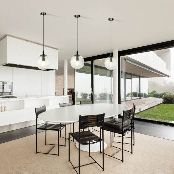 Suspension Cosmo base en métal en disque et abat-jour en verre au design contemporain par Emibig