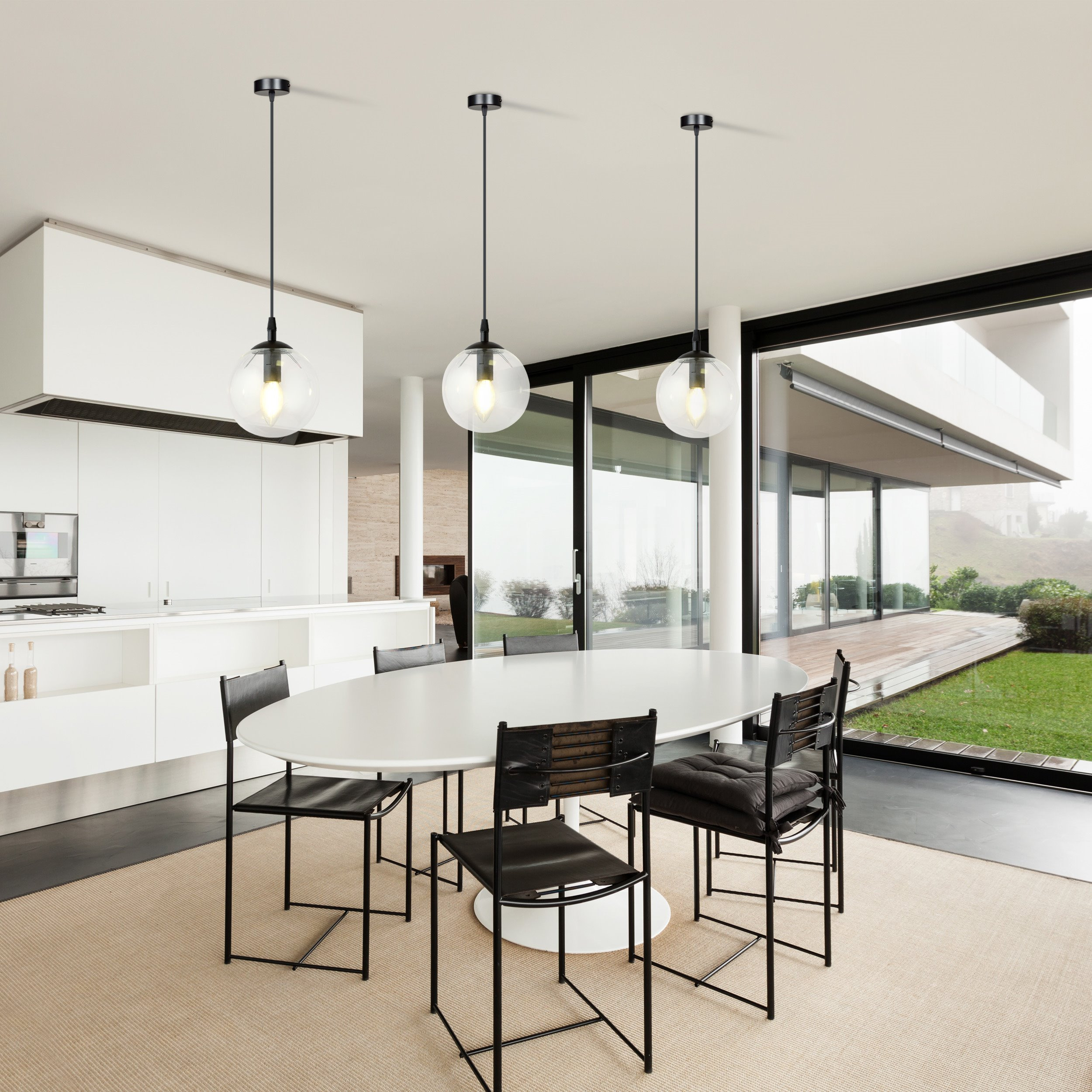 Suspension Cosmo base en métal en disque et abat-jour en verre au design contemporain par Emibig