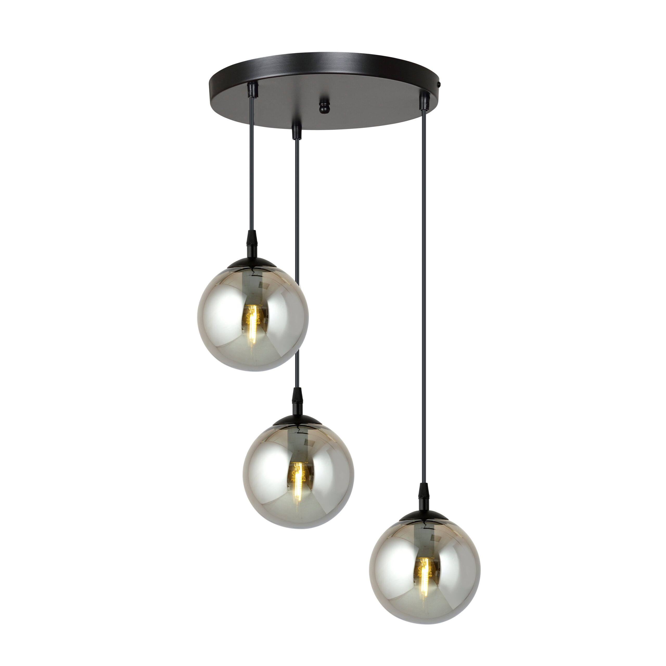 Suspension Cosmo base en métal en disque et abat-jour en verre au design contemporain par Emibig Suspension Cosmo base en métal en disque et abat-jour en verre au design contemporain par Emibig