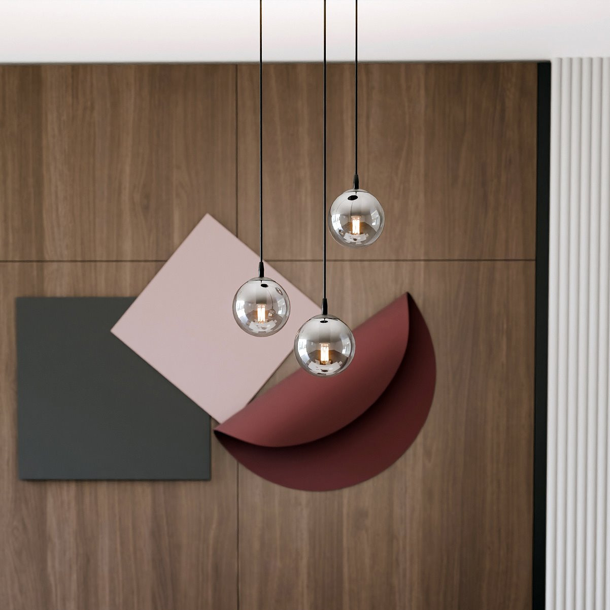 Suspension Cosmo base en métal en disque et abat-jour en verre au design contemporain par Emibig Suspension Cosmo base en métal en disque et abat-jour en verre au design contemporain par Emibig