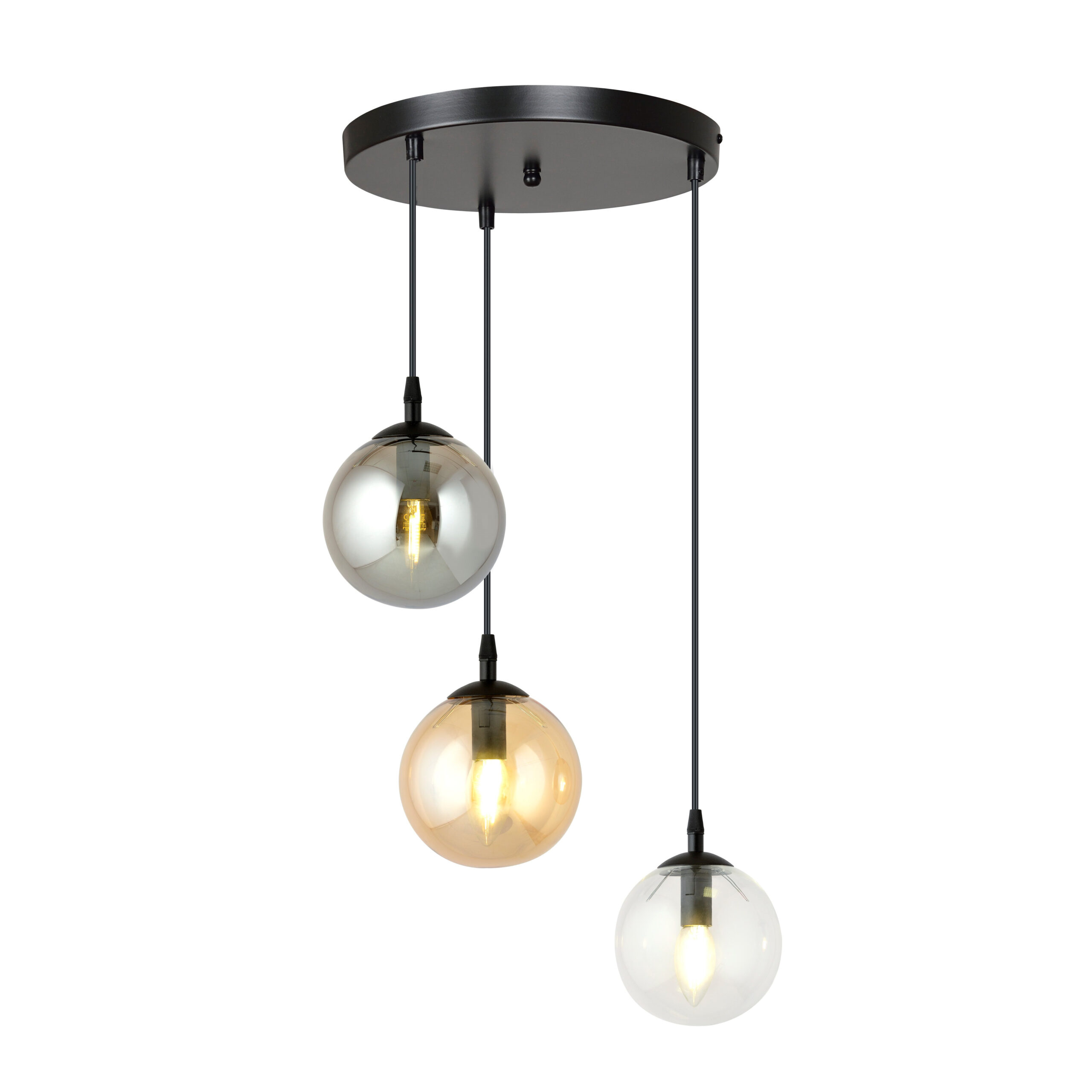 Suspension Cosmo base en métal en disque et abat-jour en verre au design contemporain par Emibig Suspension Cosmo base en métal en disque et abat-jour en verre au design contemporain par Emibig