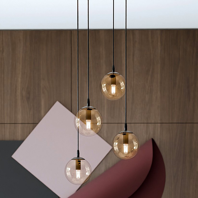 Suspension Cosmo base en métal en disque et abat-jour en verre au design contemporain par Emibig Suspension Cosmo base en métal en disque et abat-jour en verre au design contemporain par Emibig