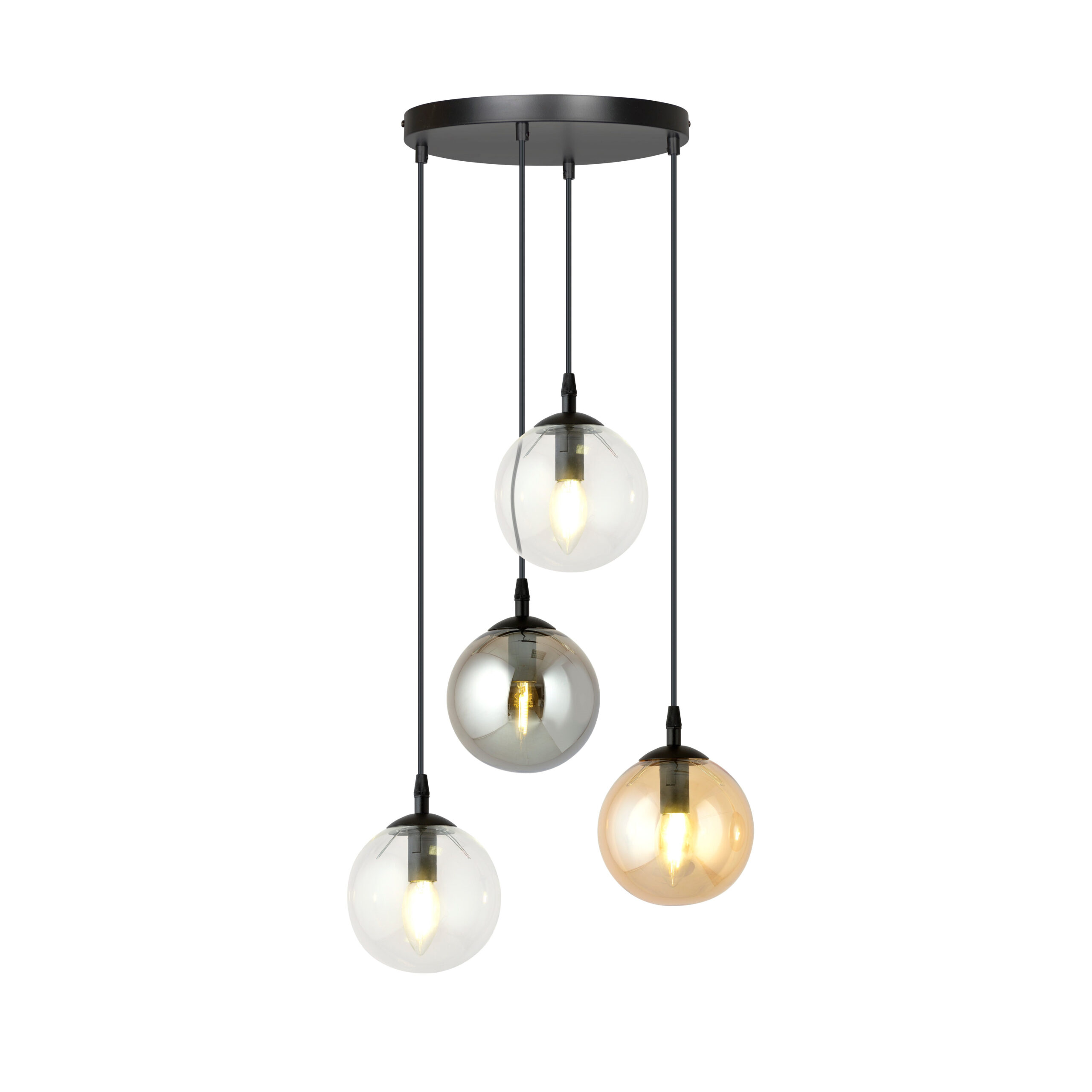 Suspension Cosmo base en métal en disque et abat-jour en verre au design contemporain par Emibig Suspension Cosmo base en métal en disque et abat-jour en verre au design contemporain par Emibig
