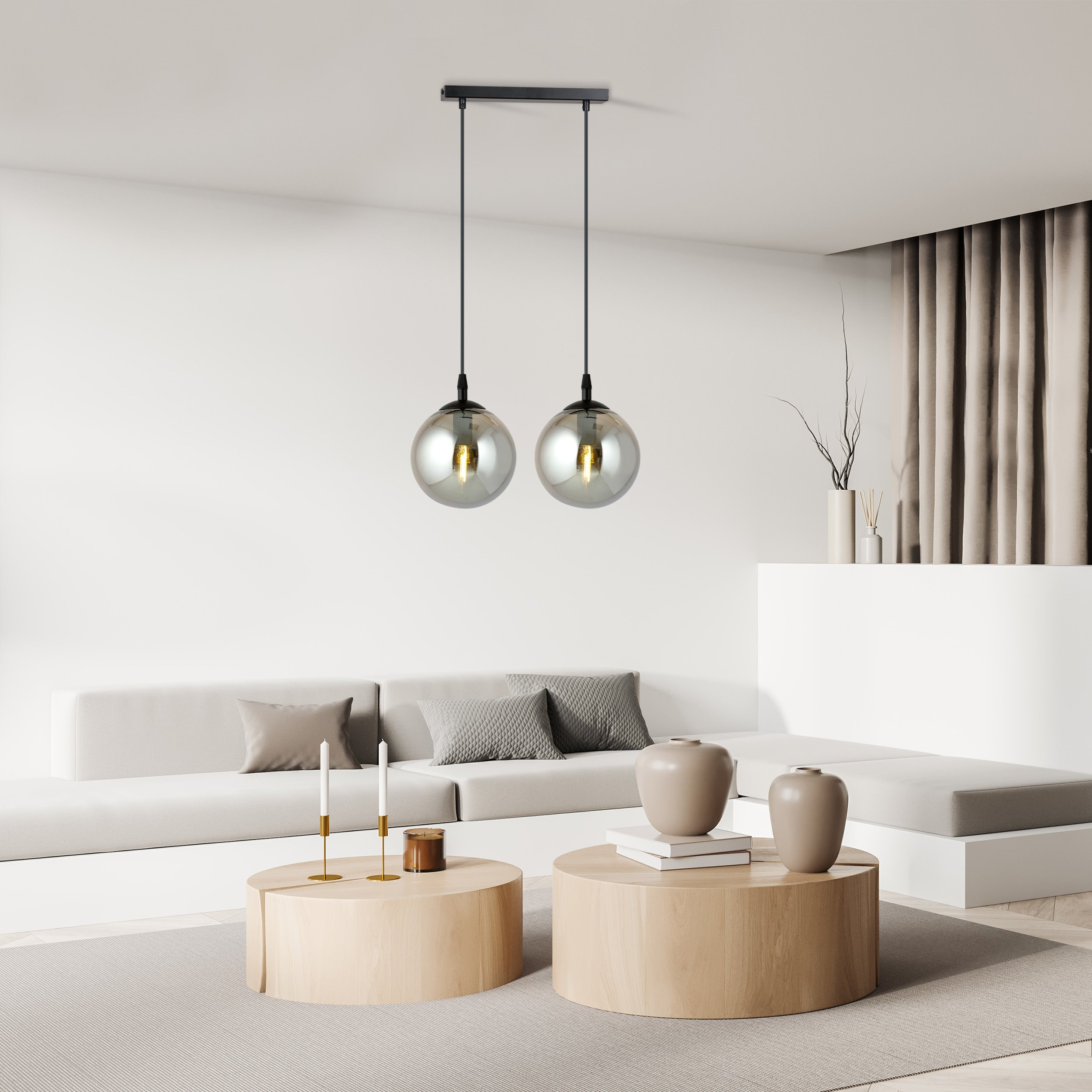 Suspension Cosmo base en métal rectangulaire et abat-jour en verre au design contemporain par Emibig Suspension Cosmo base en métal rectangulaire et abat-jour en verre au design contemporain par Emibig