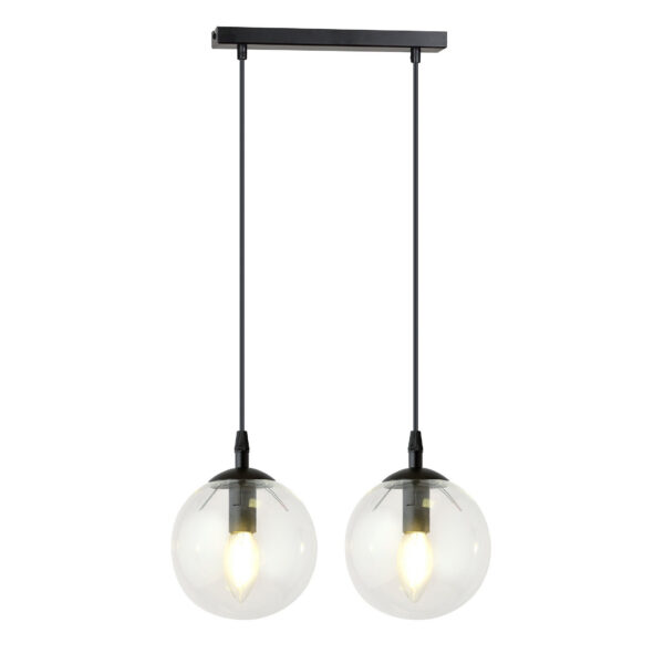 Suspension Cosmo base en métal rectangulaire et abat-jour en verre au design contemporain par Emibig
