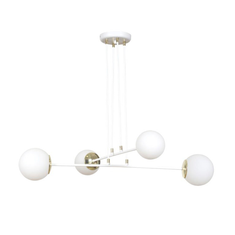 Suspension Ognis base en métal avec détail doté et abat-jour en boule de verre opaleau design contemporain par Emibig Suspension Ognis base en métal avec détail doté et abat-jour en boule de verre opaleau design contemporain par Emibig