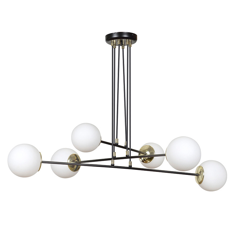 Suspension Ognis base en métal avec détail doté et abat-jour en boule de verre opaleau design contemporain par Emibig Suspension Ognis base en métal avec détail doté et abat-jour en boule de verre opaleau design contemporain par Emibig