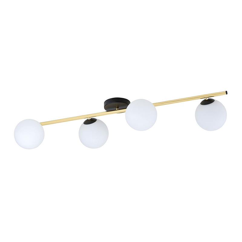 Plafonnier Splendi base en métal et bras doré avec abat-jour en boule de verre au design contemporain par Emibig Plafonnier Splendi base en métal et bras doré avec abat-jour en boule de verre au design contemporain par Emibig