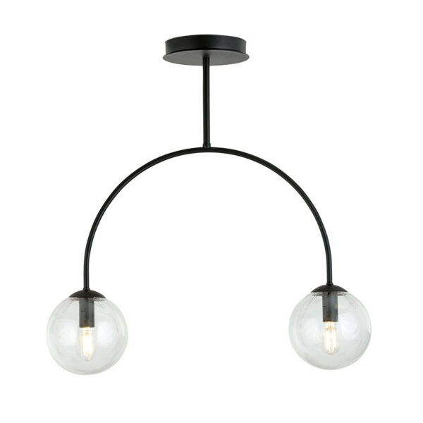 Plafonnier Archi avec base en métal noir et bras en forme d'arche au design contemporain par Emibig