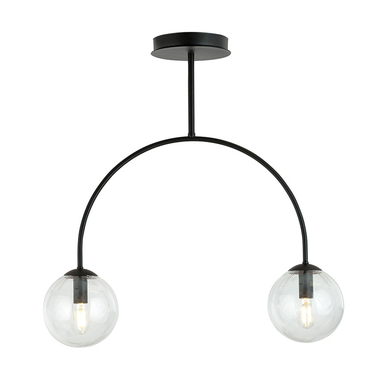 Plafonnier Archi avec base en métal noir et bras en forme d'arche au design contemporain par Emibig