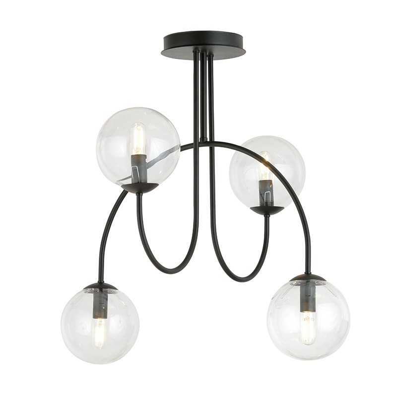 Plafonnier Archi avec base en métal noir et bras en forme d'arche au design contemporain par Emibig Plafonnier Archi avec base en métal noir et bras en forme d'arche au design contemporain par Emibig
