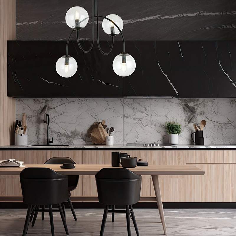 Plafonnier Archi avec base en métal noir et bras en forme d'arche au design contemporain par Emibig Plafonnier Archi avec base en métal noir et bras en forme d'arche au design contemporain par Emibig