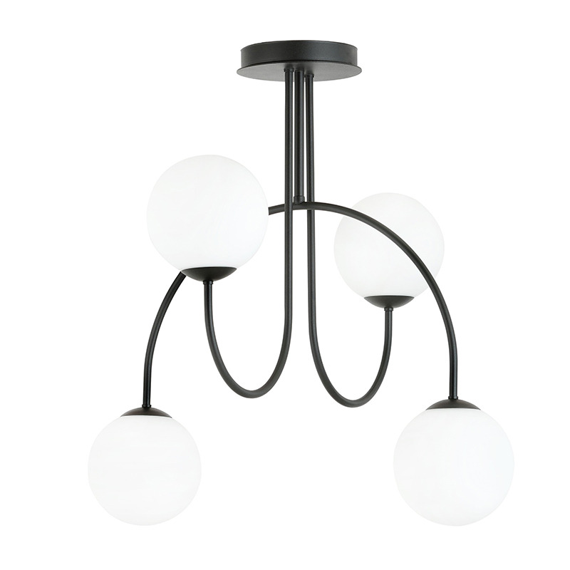 Plafonnier Archi avec base en métal noir et bras en forme d'arche au design contemporain par Emibig Plafonnier Archi avec base en métal noir et bras en forme d'arche au design contemporain par Emibig