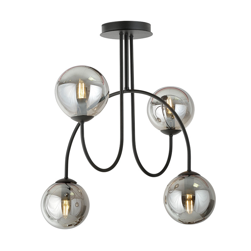 Plafonnier Archi avec base en métal noir et bras en forme d'arche au design contemporain par Emibig Plafonnier Archi avec base en métal noir et bras en forme d'arche au design contemporain par Emibig