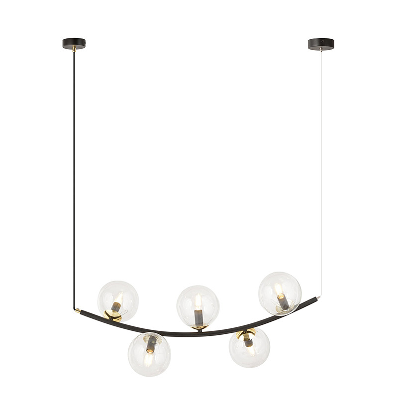 Suspension Ritz en métal avec bras demi cercle et abat-jour en verre au design contemporain par Emibig