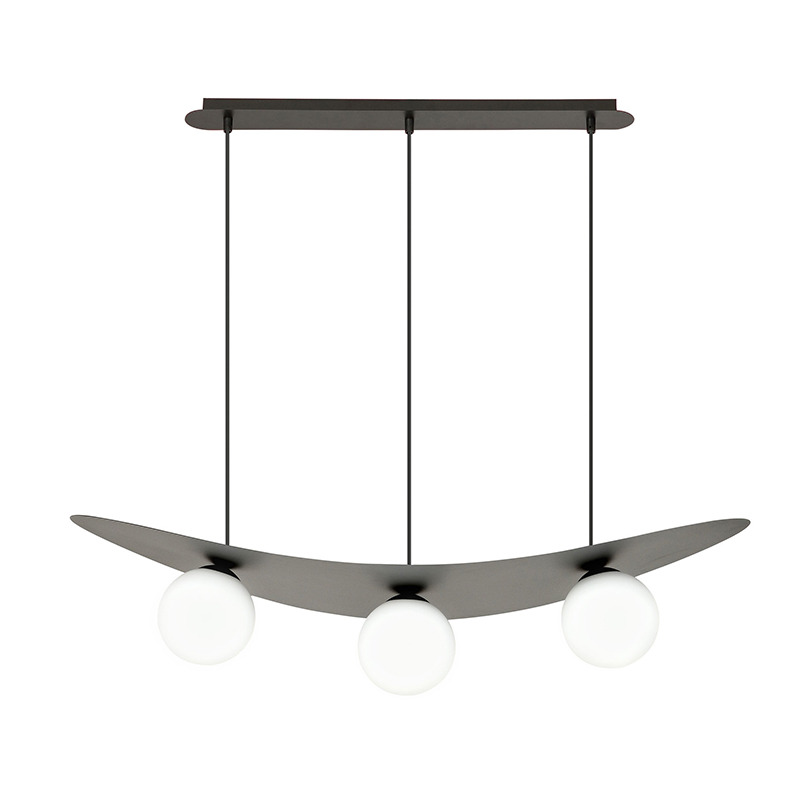 Suspension Aura 3BL base en métal et abat-jour ovale incurvé avec boule de verre au design contemporain par Emibig Suspension Aura 3BL base en métal et abat-jour ovale incurvé avec boule de verre au design contemporain par Emibig