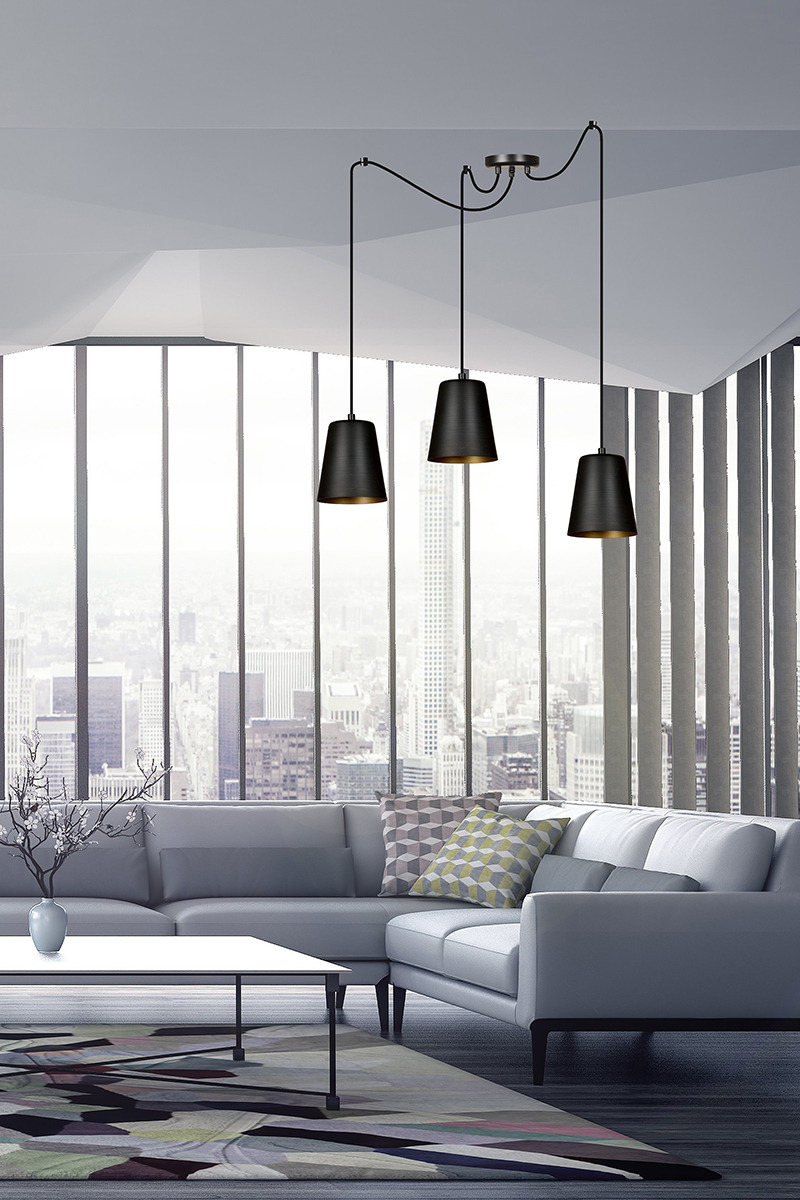 Suspension Link en forme d'araignée avec base en métal et abat-jour au design contemporain par Emibig Suspension Link en forme d'araignée avec base en métal et abat-jour au design contemporain par Emibig