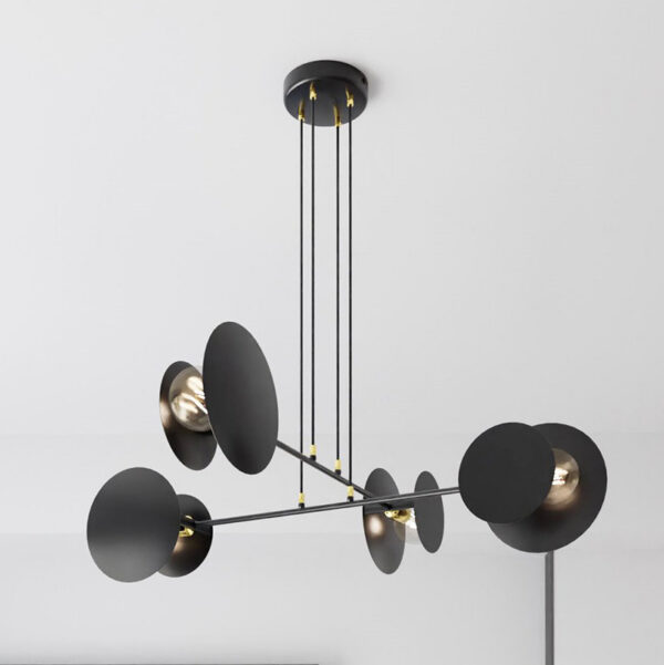 Suspension Idea base en métal et détail doré avec abat-jour en disque au design contemporain par Emibig