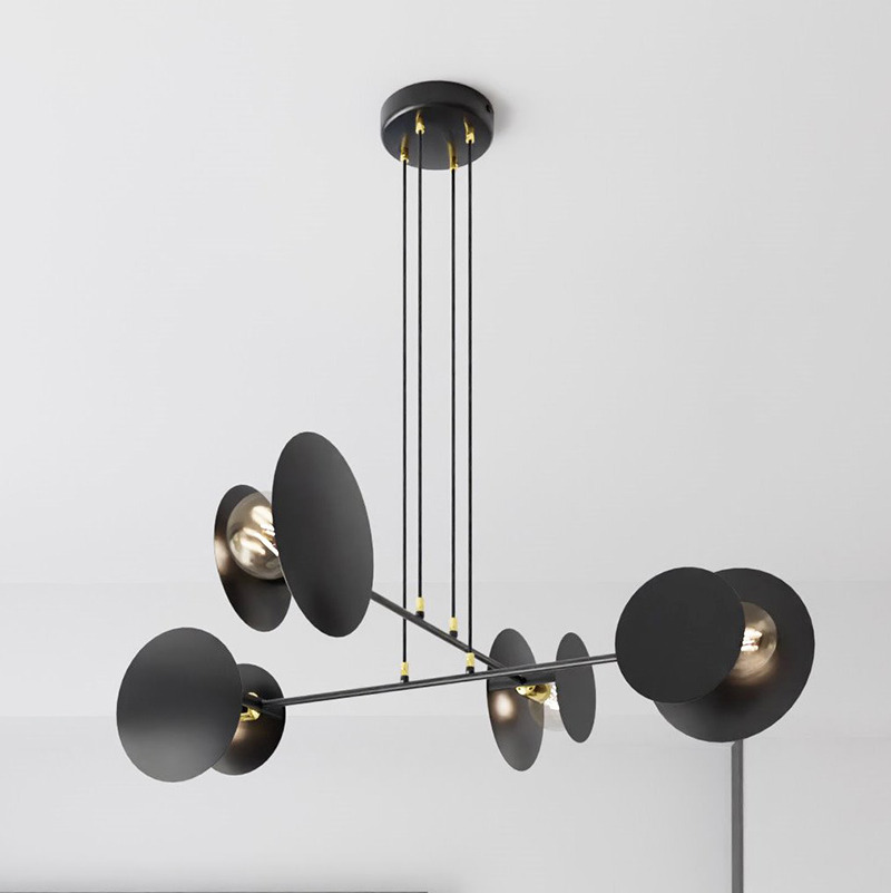 Suspension Idea base en métal et détail doré avec abat-jour en disque au design contemporain par Emibig