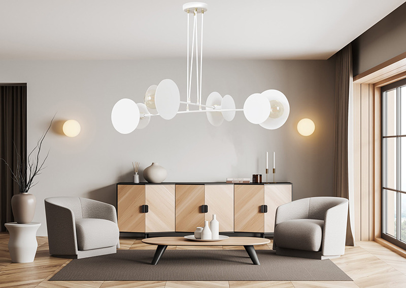Suspension Idea base en métal et détail doré avec abat-jour en disque au design contemporain par Emibig Suspension Idea base en métal et détail doré avec abat-jour en disque au design contemporain par Emibig