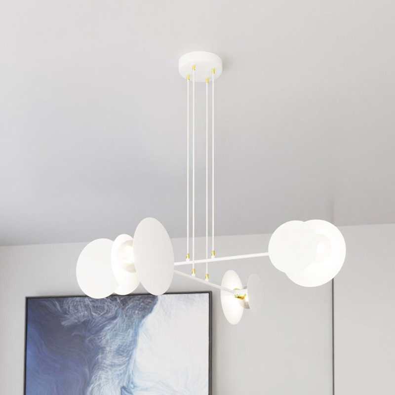 Suspension Idea base en métal et détail doré avec abat-jour en disque au design contemporain par Emibig Suspension Idea base en métal et détail doré avec abat-jour en disque au design contemporain par Emibig