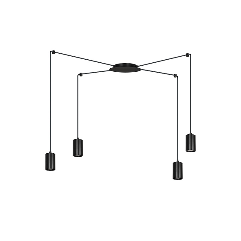 Suspension Traker en forme d'araignée avec base en métal et abat-jour en tube au design contemporain par Emibig Suspension Traker en forme d'araignée avec base en métal et abat-jour en tube au design contemporain par Emibig